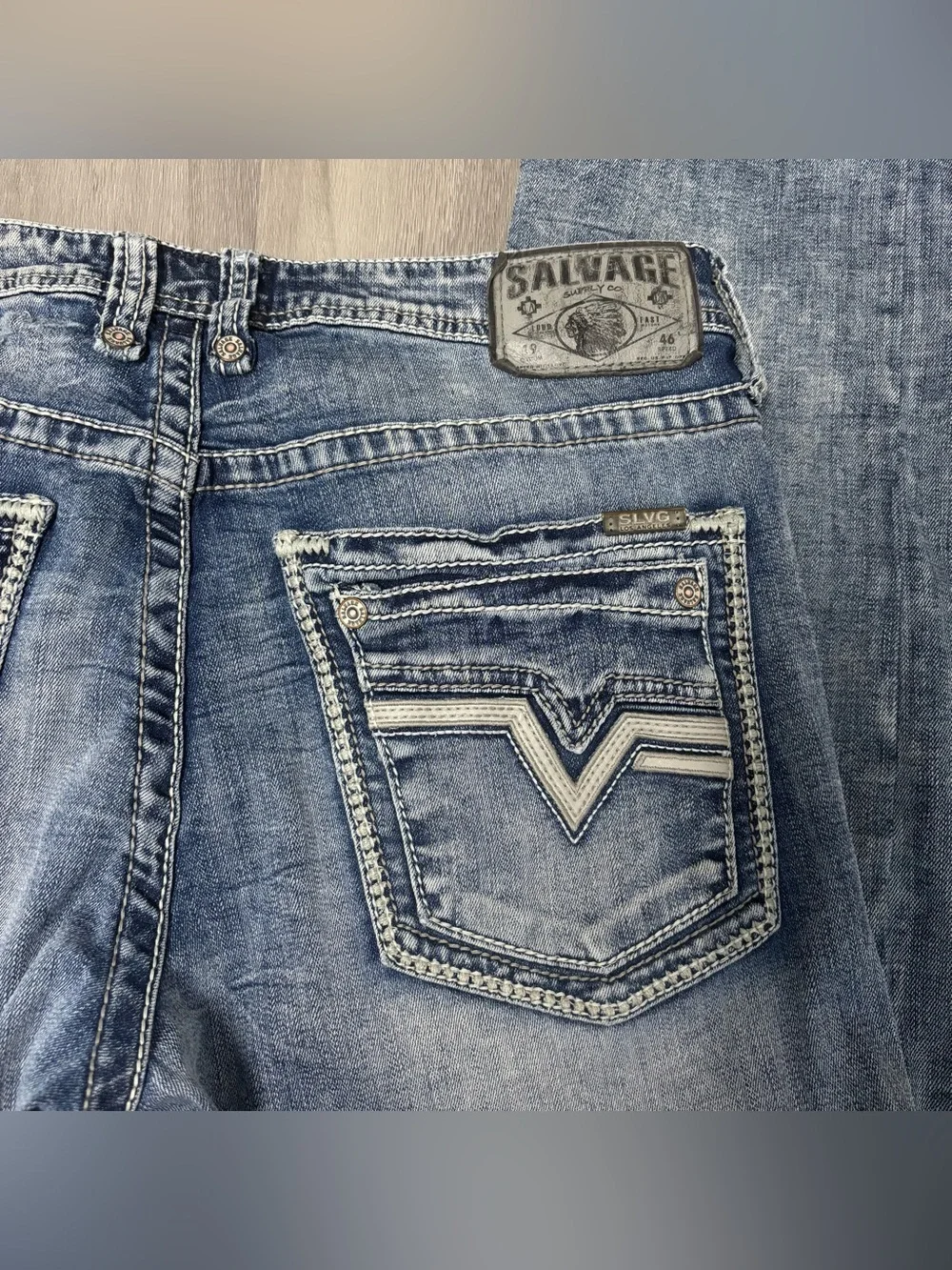 Salvage Buckle Exclusive Mayhem Straight Regular Fit Faded Blue Men’s Jeans 33R